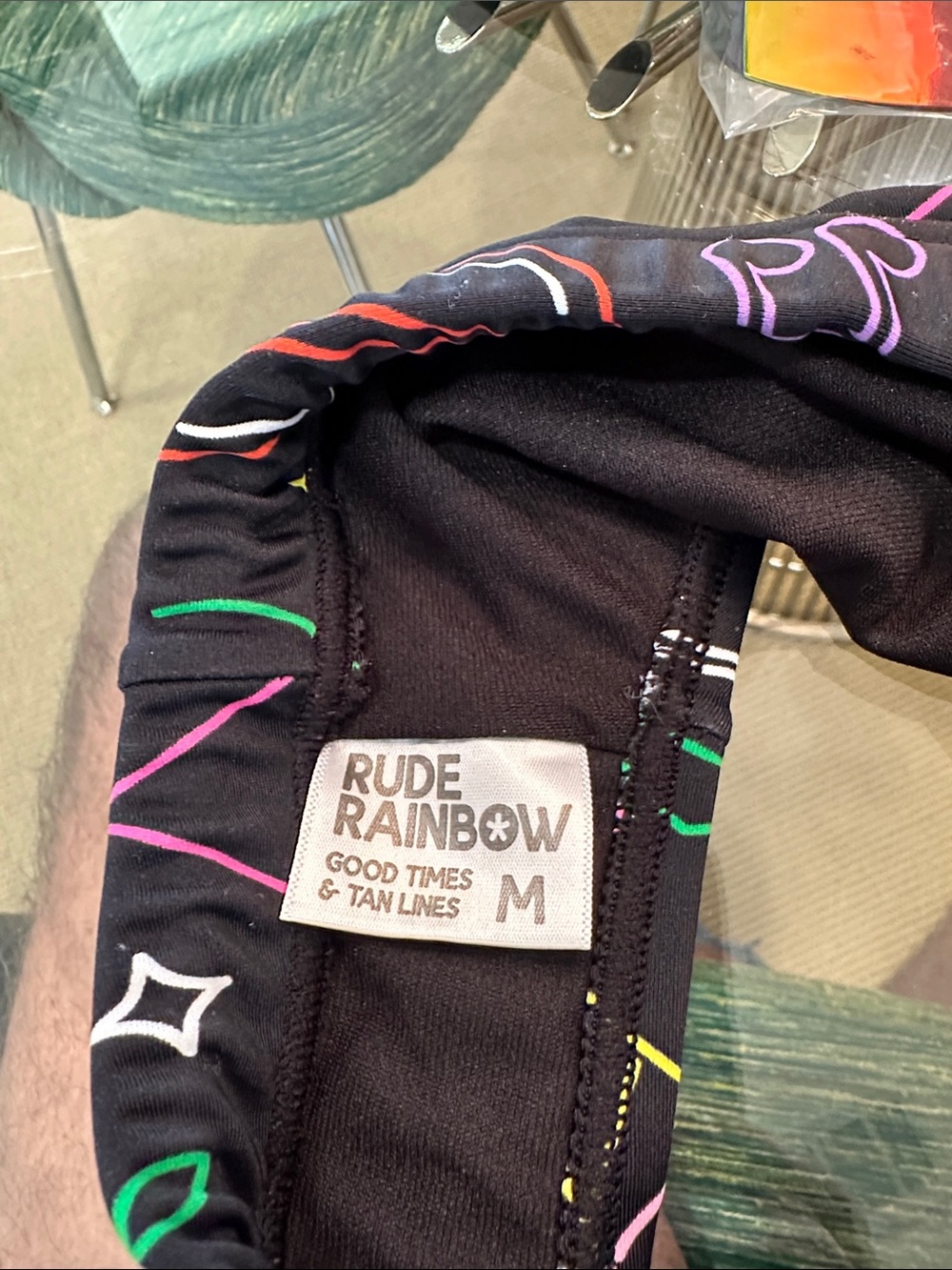 men’s Ruder Rainbow Swim Trunks includes sunglasses, bandanna and POOF ball cap - Picture 2 of 7